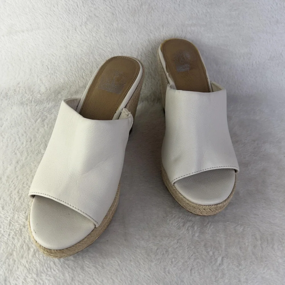 Dolce Vita Espadrille Wedge Shoes Womens Size 7 White Slip On Platform Sandals